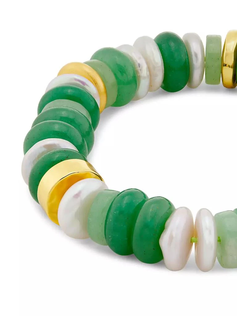商品NEST Jewelry|22K Gold-Plated, Jade Aventurine & Freshwater Pearl Mix Stretch Bracelet,价格¥1462,第3张图片详细描述