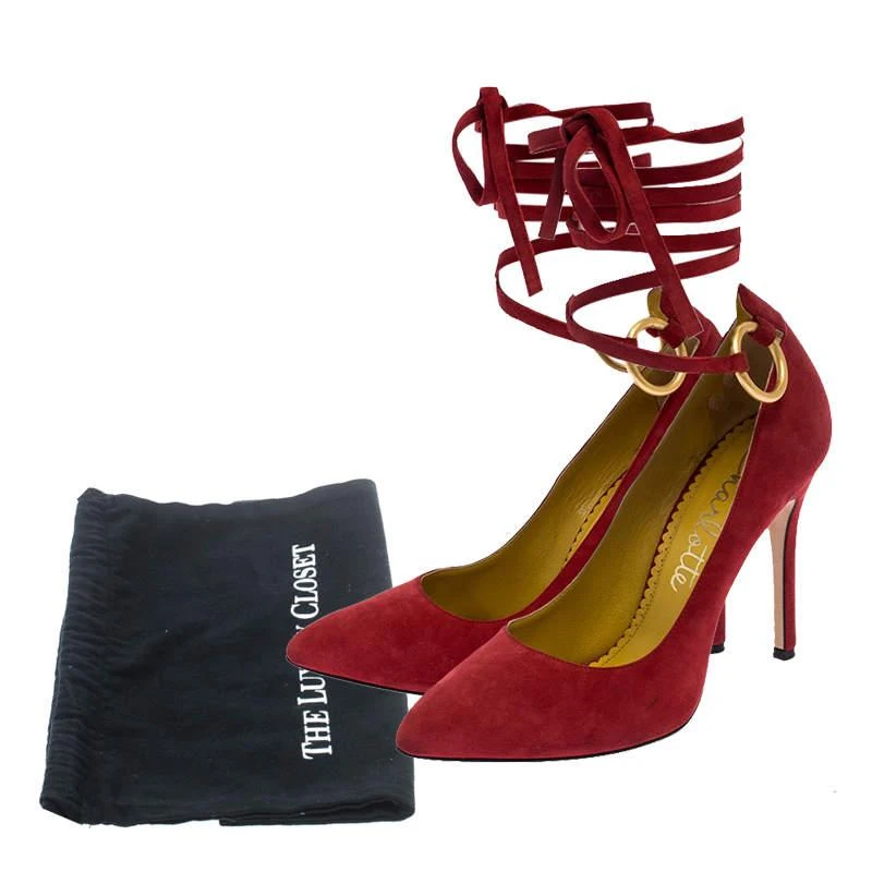 Charlotte Olympia Red Suede Sabine Wrap Pumps Size 36 商品