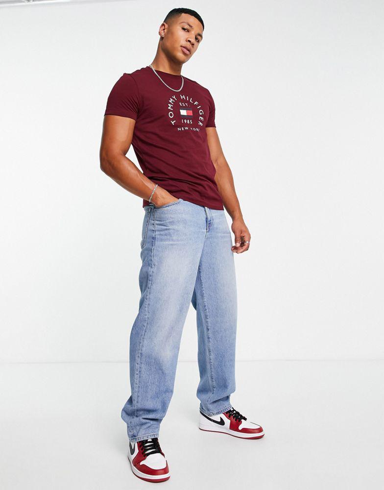 商品Tommy Hilfiger|Tommy Hilfiger flag arch logo cotton t-shirt in burgundy,价格¥341,第6张图片详细描述