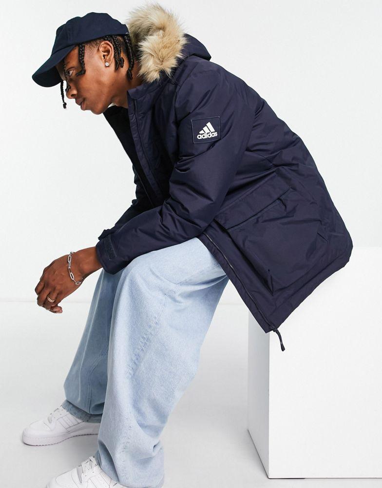 商品Adidas|adidas Outdoor hooded parka in navy,价格¥868,第1张图片