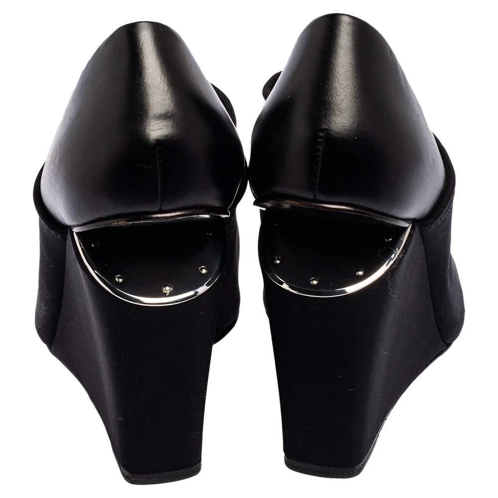 商品[二手商品] Alexander Wang|Alexander Wang Black Leather And Stretch Fabric Alla Wedge Pumps Size 38,价格¥807,第5张图片详细描述
