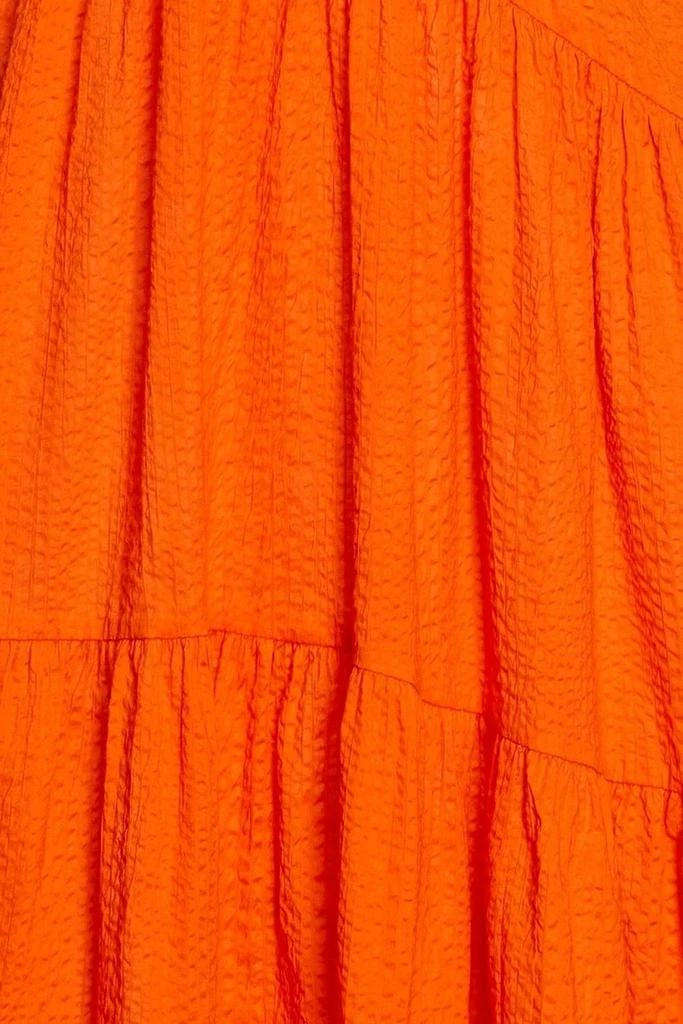 商品FRAME|Asymmetric gathered cotton-seersucker midi dress,价格¥2099,第4张图片详细描述