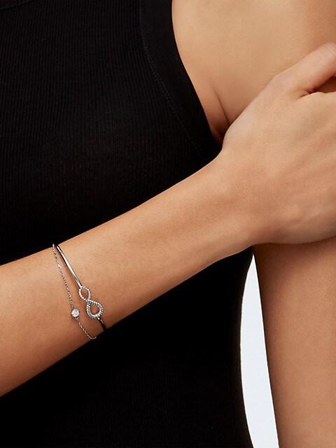 Infinity Rhodium-Plated Crystal Infinity Bangle商品第3张图片规格展示