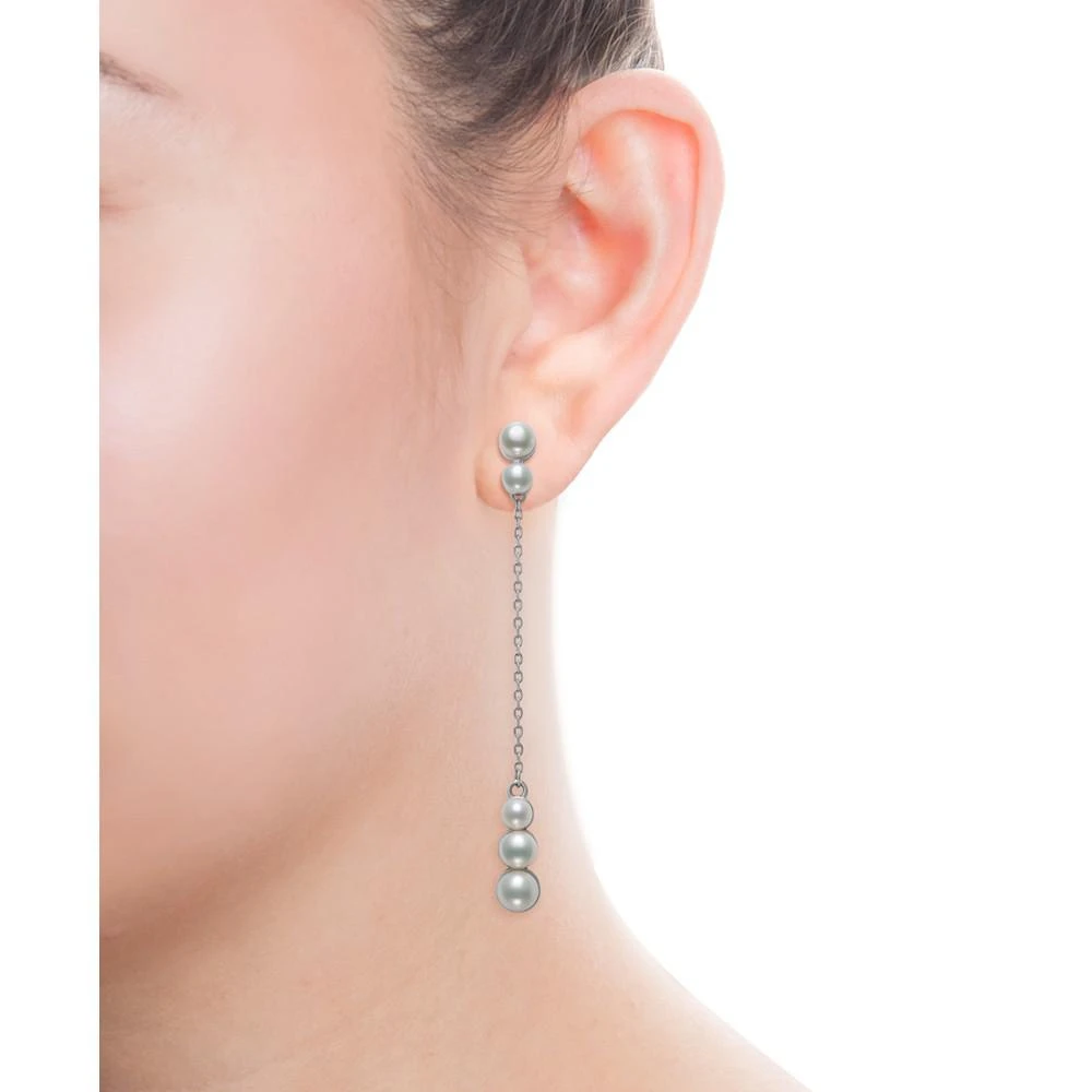 商品Belle de Mer|Cultured Freshwater Button Pearl (4-6mm) Linear Chain Drop Earrings in Sterling Silver, Created for Macy's,价格¥2045,第2张图片详细描述