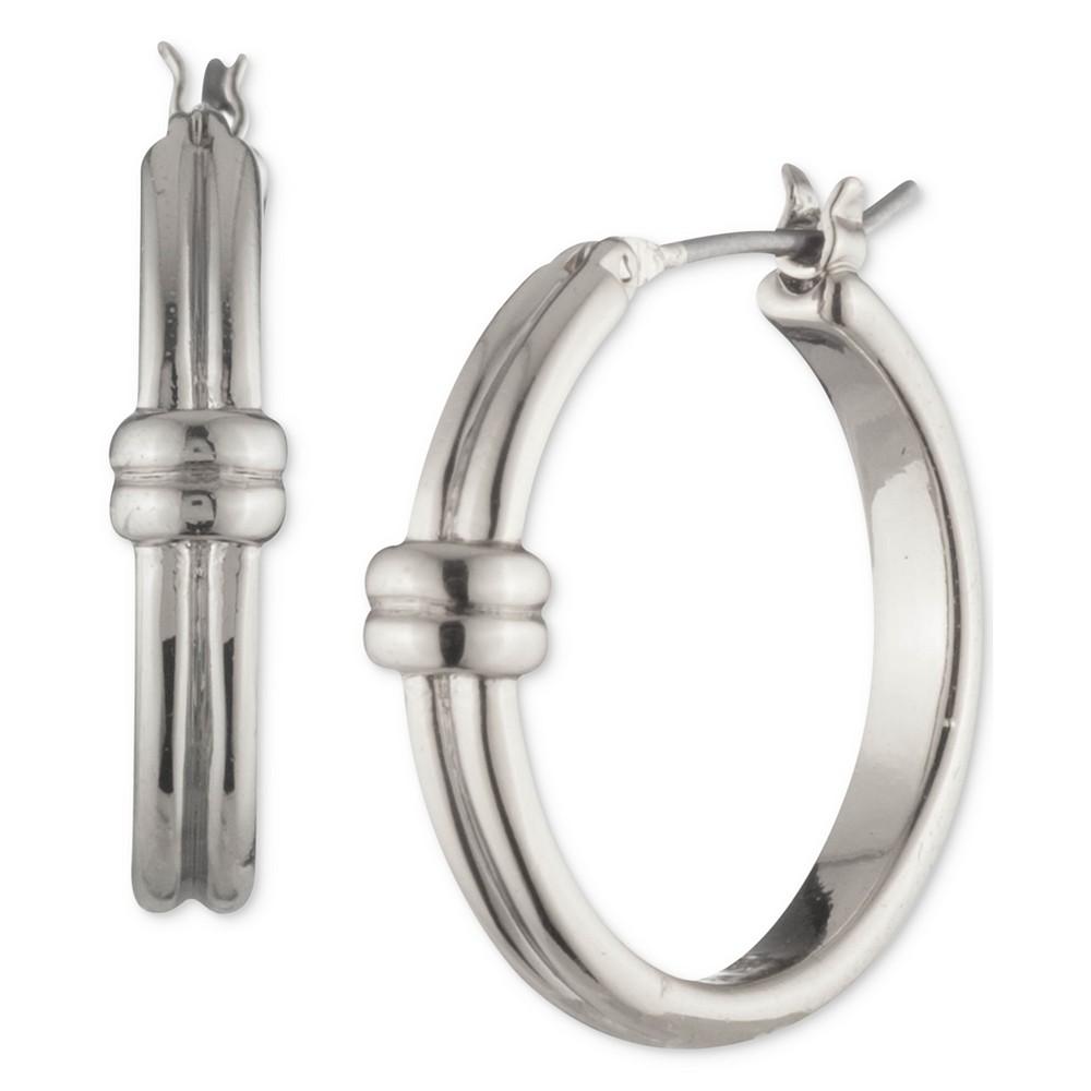 Silver-Tone Small Double Band Hoop Earrings, 0.81"商品第1张图片规格展示