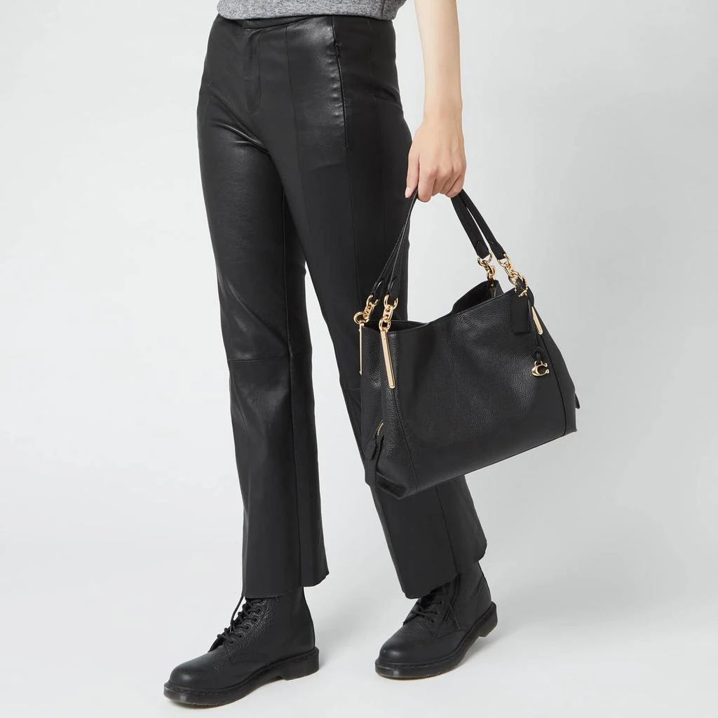 商品Coach|Coach Women's Polished Pebble Leather Dalton 28 Shoulder Bag - Black,价格¥1732,第3张图片详细描述