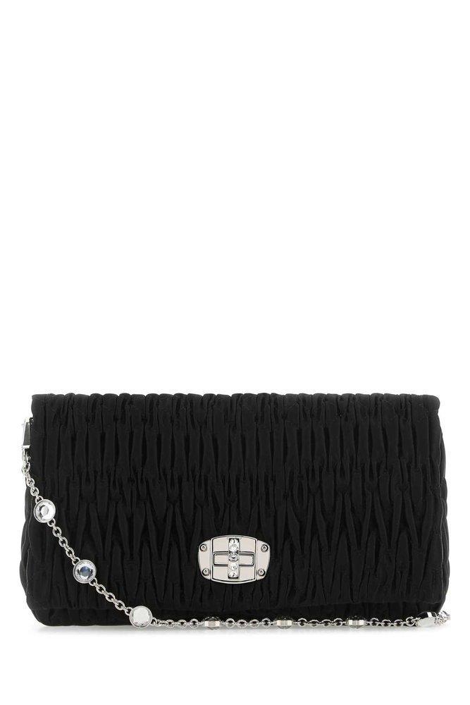 商品Miu Miu|Miu Miu Miu Crystal Fold-Over Shoulder Bag,价格¥9702,第1张图片