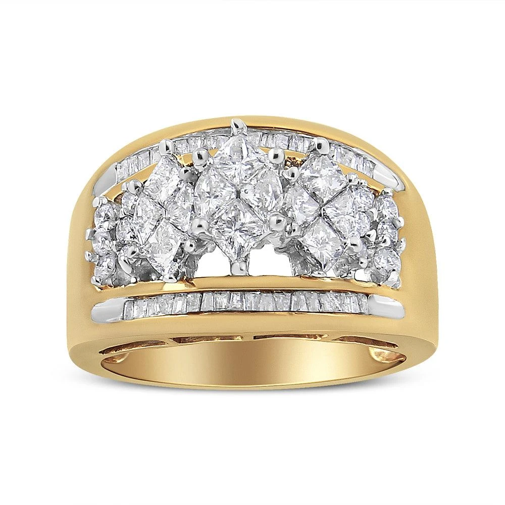 商品Haus of Brilliance|10K Yellow and White Gold 1 1/2 Cttw Pear Shaped 3 Stone Style Diamond Ring Band,价格¥35623,第1张图片