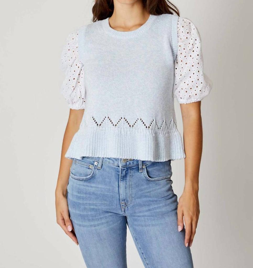 商品Design History|Mixed Media Sweater In Blue/white,价格¥601,第1张图片