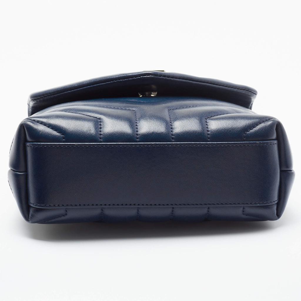 Saint Laurent Navy Blue Matelassé Leather Toy Loulou Crossbody Bag商品第7张图片规格展示