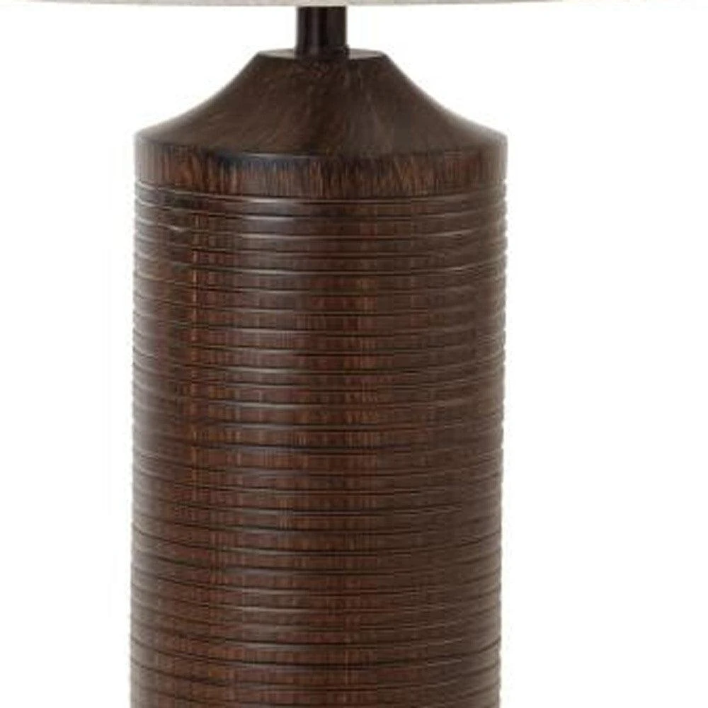 商品Homezia|Set of Two 31" Brown Cylinder USB Table Lamps With Beige Drum Shade,价格¥2102,第3张图片详细描述