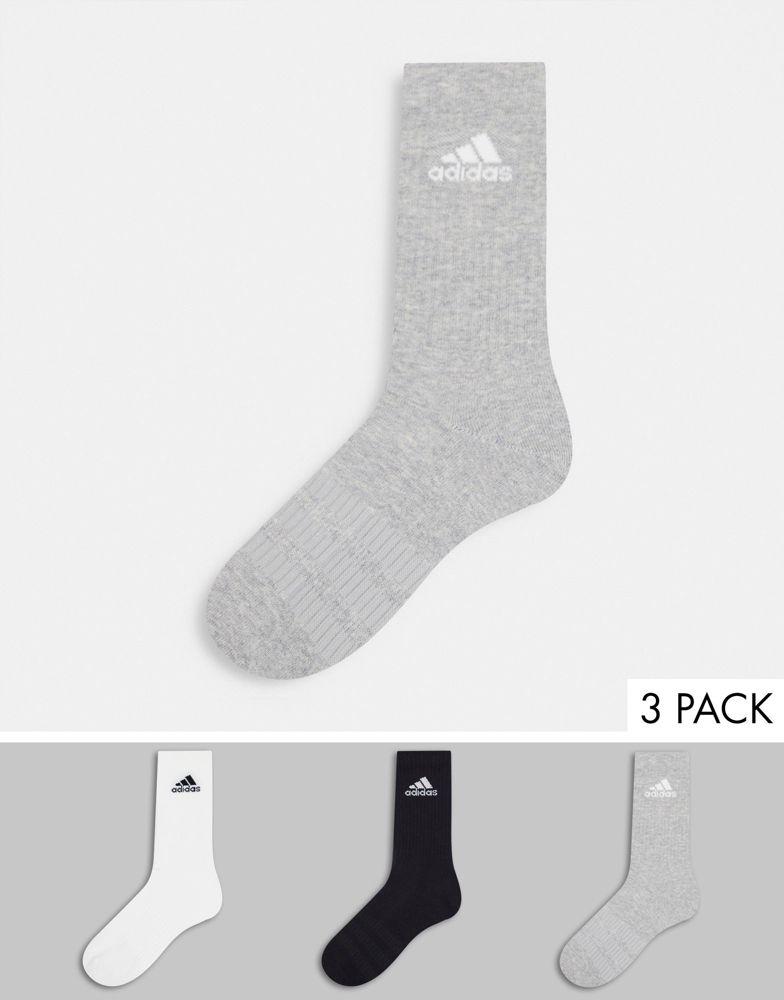 adidas Running 3 pack cushioned crew socks in multi商品第1张图片规格展示