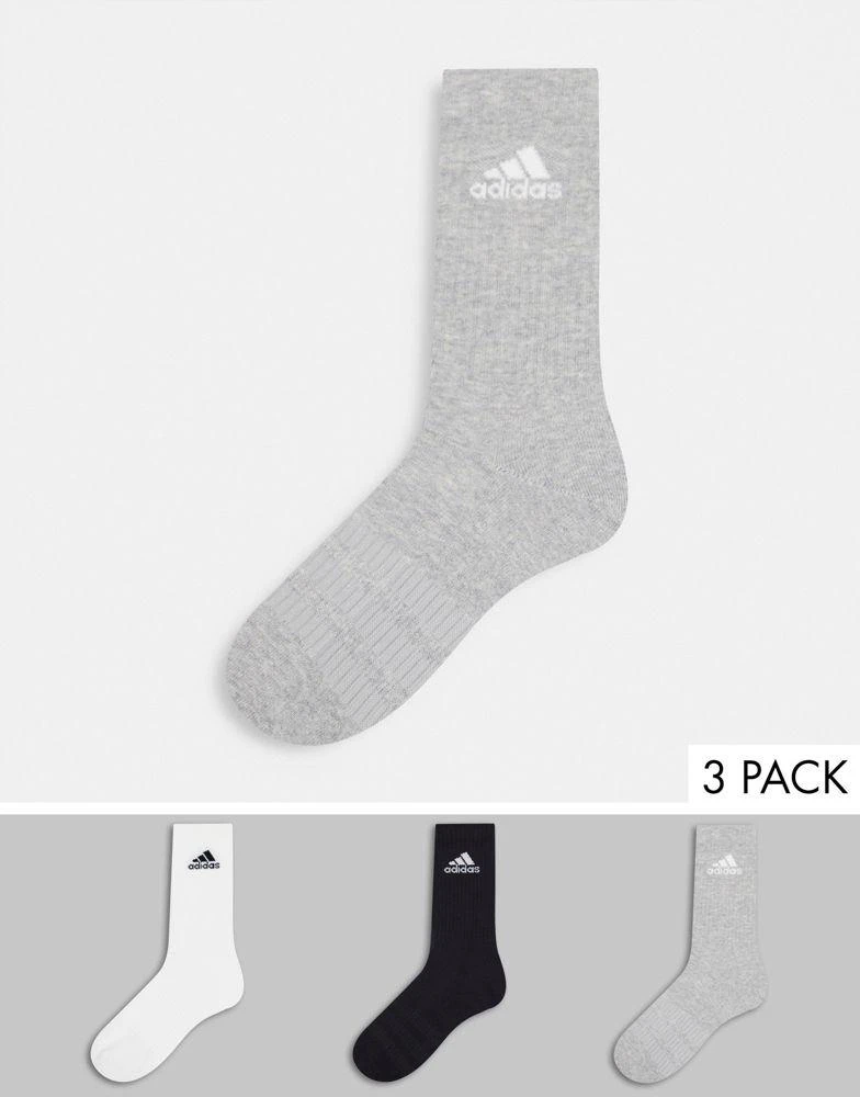 商品Adidas|adidas Running 3 pack cushioned crew socks in multi,价格¥75,第1张图片