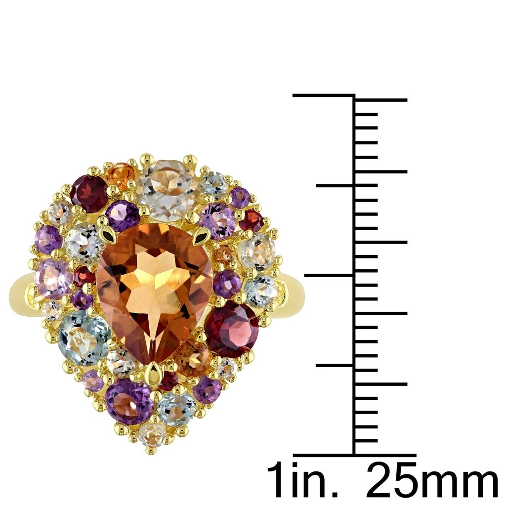 商品Mimi & Max|4 4/5 CT TGW Multi Gemstone and Diamond Pear-shape Cocktail Ring in Yellow Plated Sterling Silver,价格¥864,第3张图片详细描述