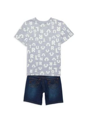 商品True Religion|Little Boy’s 2-Piece Logo Tee & Denim Shorts Set,价格¥159,第2张图片详细描述