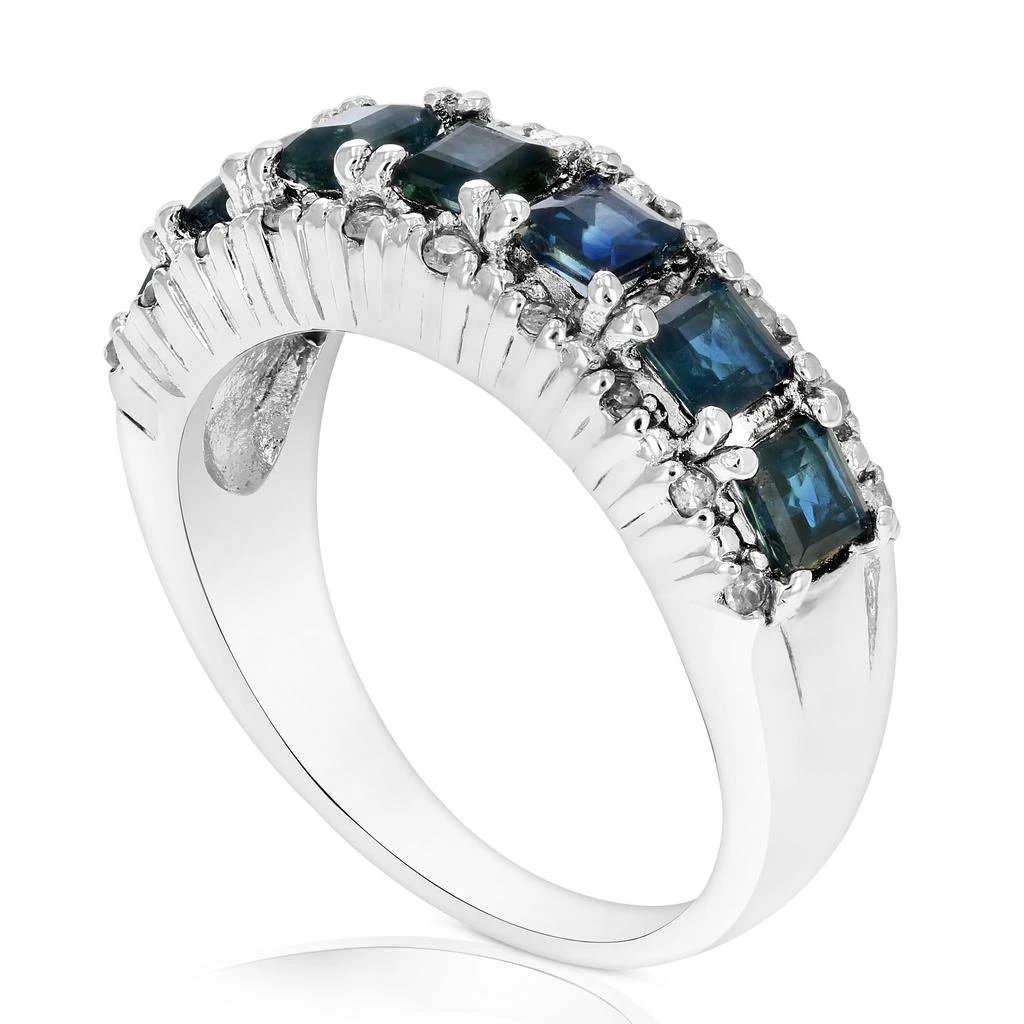 商品Vir Jewels|0.70 cttw Blue Sapphire and Diamond Ring .925 Sterling Silver Rhodium Princess,价格¥1271,第2张图片详细描述