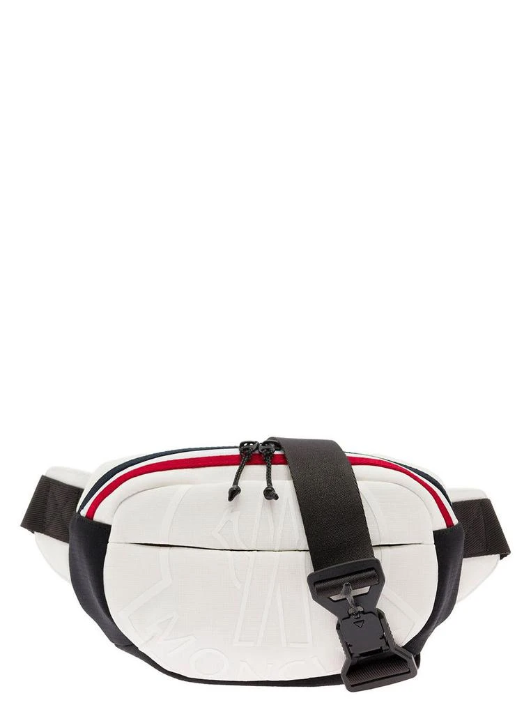 商品Moncler|Moncler cut White Fanny Pack With Tricolour Stripes And Logo In Tech Fabric Man - Men,价格¥8824,第1张图片