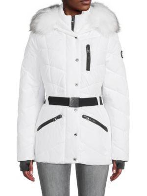 商品Michael Kors|Faux Fur Trim Hooded Puffer Jacket,价格¥672,第1张图片