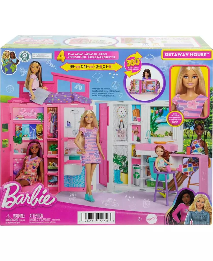 商品Barbie|Getaway Doll House with Barbie Doll, 4 Play Areas and 11 Decor Accessories,价格¥216,第4张图片详细描述