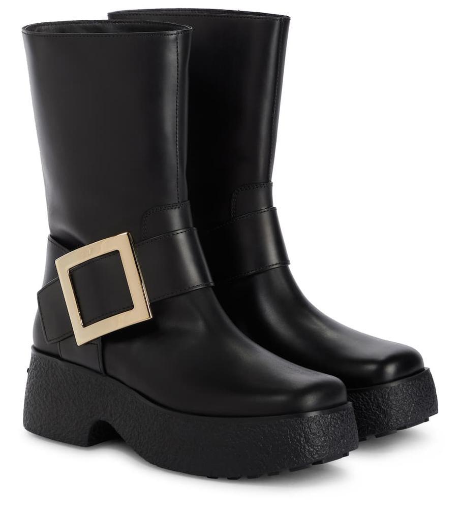 商品Roger Vivier|Viv' Rangers leather ankle boots,价格¥10221,第1张图片