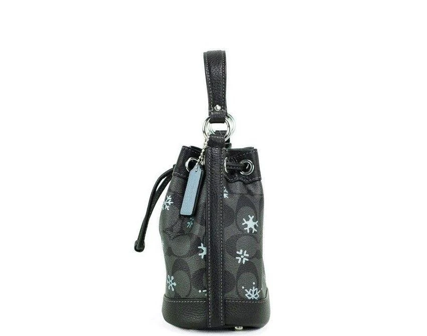 商品[二手商品] Coach|COACH Dempsey 15 Small Snowflake Print Graphite Coated Canvas Bucket Women's Bag,价格¥2329,第3张图片详细描述