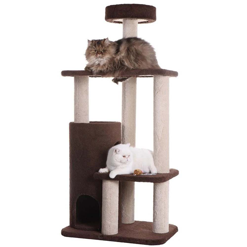 商品Macy's|3-Level Carpeted Real Wood Cat Tree Condo,价格¥2851,第1张图片