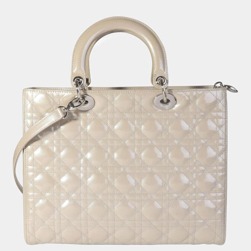 商品[二手商品] Dior|Dior Grey Cannage Patent Calfskin Leather Large Lady Dior Tote Bag ,价格¥20690,第3张图片详细描述