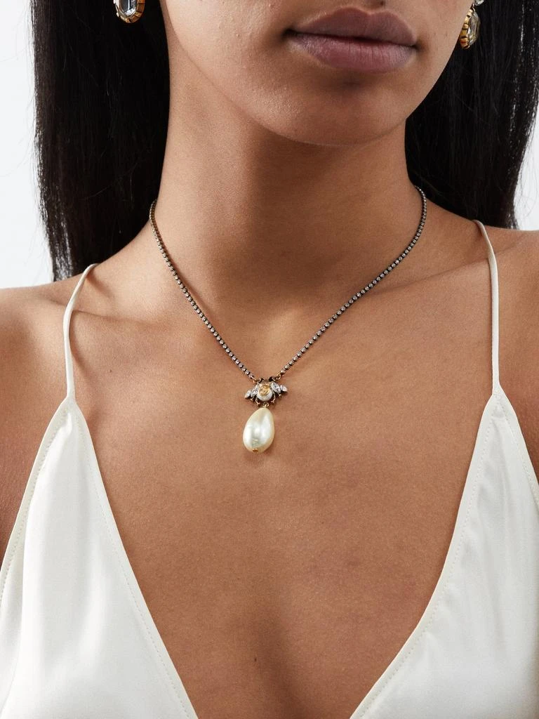 商品Gucci|Bee crystal-embellished faux-pearl necklace,价格¥5150,第2张图片详细描述