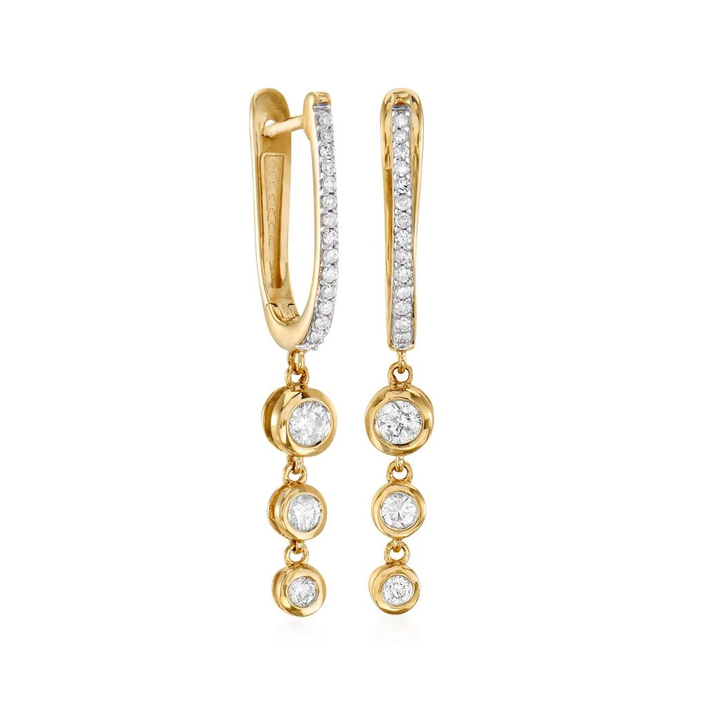 商品Ross-Simons|Ross-Simons Graduated Bezel-Set Diamond Drop Earrings in 14kt Yellow Gold,价格¥3807,第3张图片详细描述