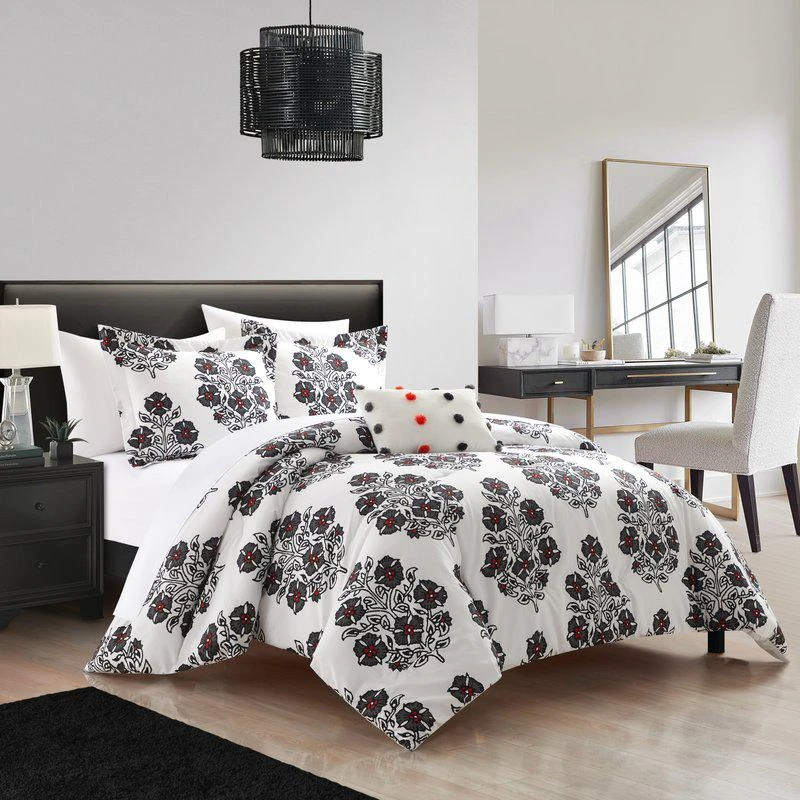 商品Chic Home Design|Riley 6 Piece Comforter Set Large Scale Floral Medallion Print Design Bed In A Bag Bedding TWIN XL,价格¥778,第2张图片详细描述