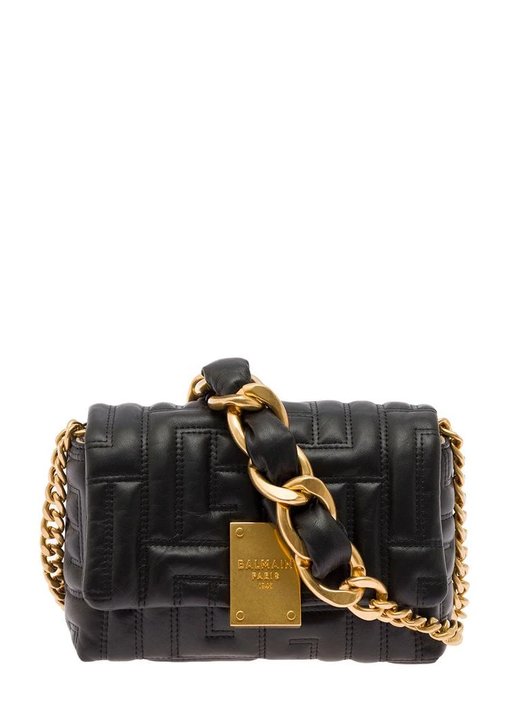商品Balmain|Mini Black 1945 Quilted Shoulder Bag Woman Balmain,价格¥6946,第1张图片