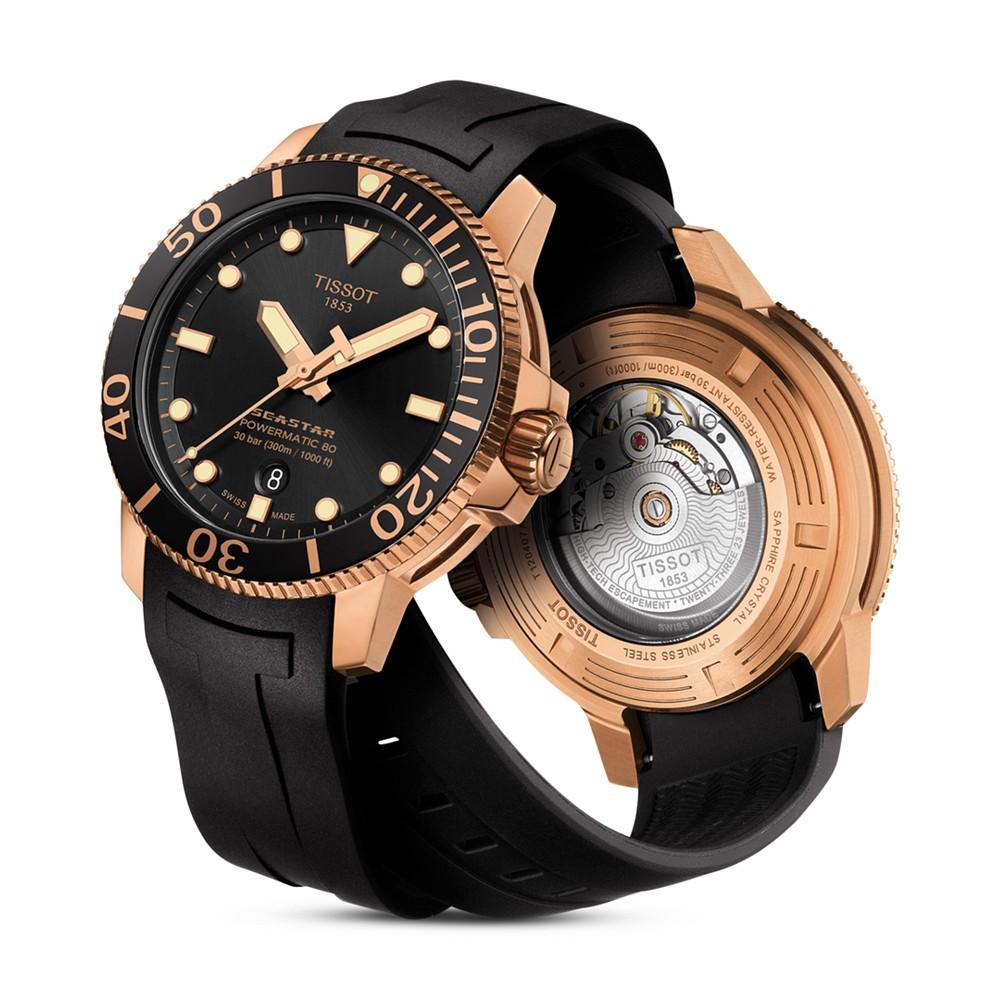 Men's Swiss Automatic Seastar 1000 Powermatic 80 Black Rubber Strap Watch 43mm商品第3张图片规格展示