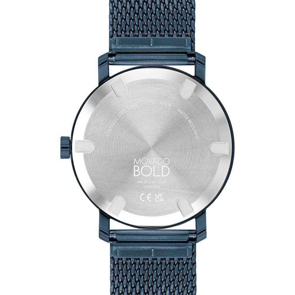 商品Movado|Men's Swiss Bold Blue Ion-Plated Stainless Steel Mesh Bracelet Watch 40mm,价格¥5198,第5张图片详细描述