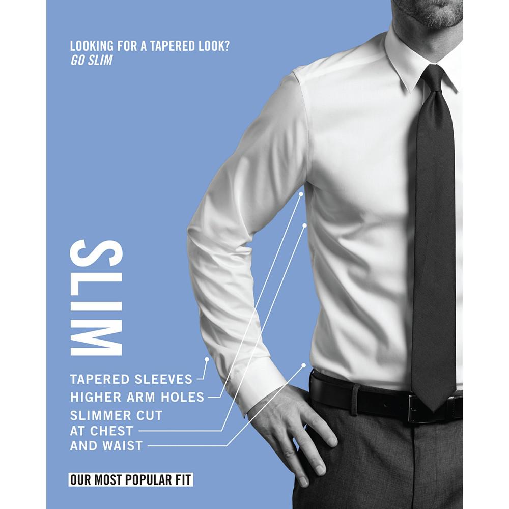 Men's Slim-Fit Flex Collar Stretch Solid Dress Shirt商品第2张图片规格展示
