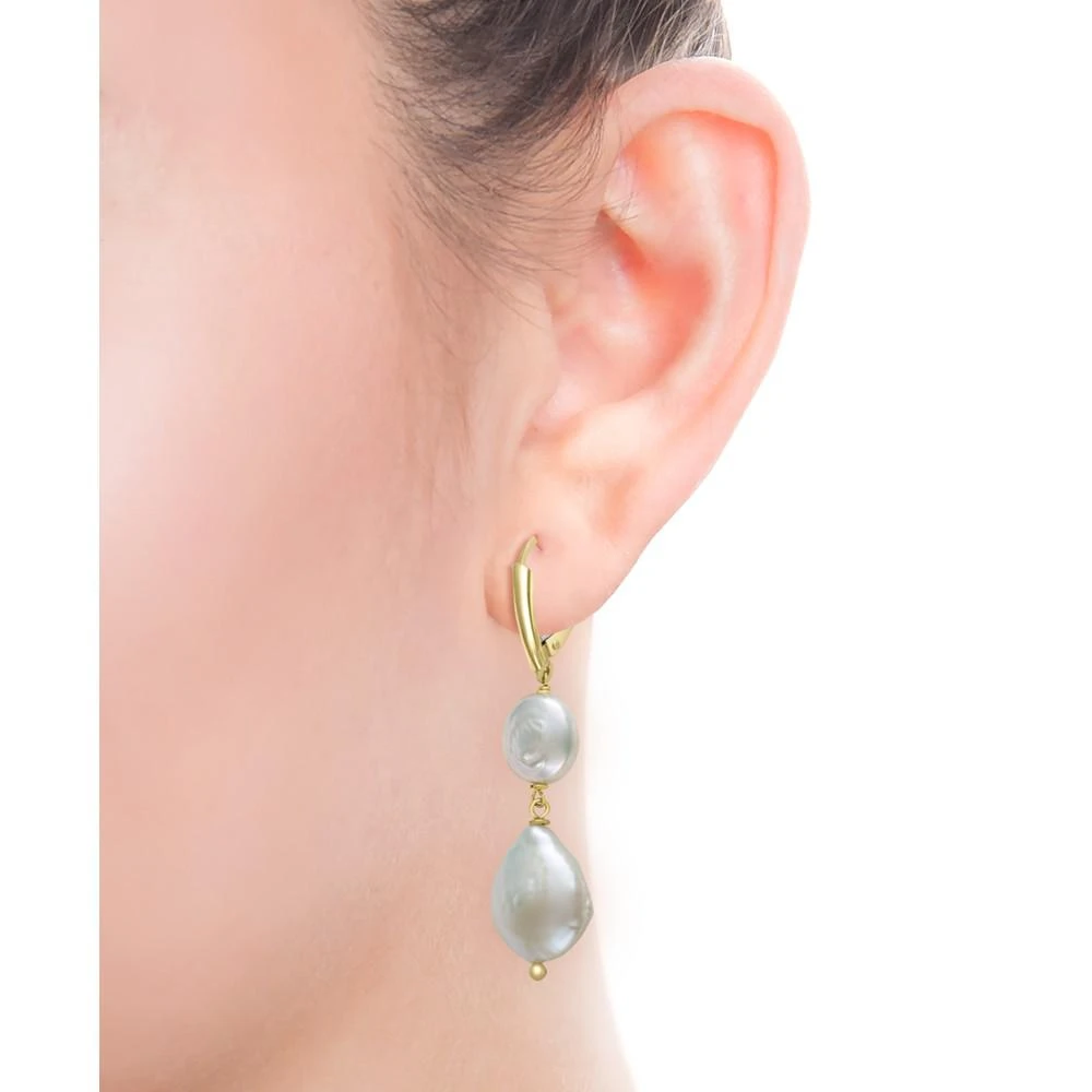 商品Belle de Mer|Cultured Freshwater Coin & Baroque Pearl (9-10mm & 12-13mm) Drop Earrings in 14k Gold-Plated Sterling Silver,价格¥2290,第2张图片详细描述