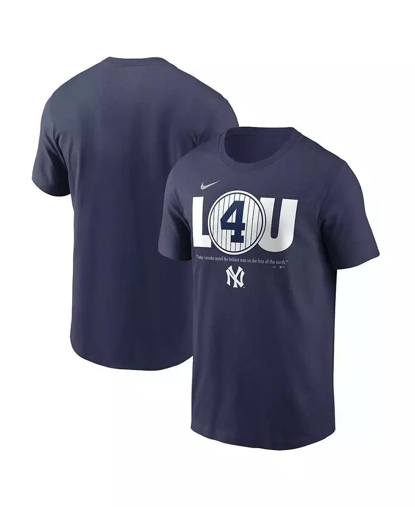 商品NIKE|Men's Lou Gehrig Navy New York Yankees Cooperstown Collection Lou Gehrig Day Retired Number T-shirt,价格¥223,第1张图片