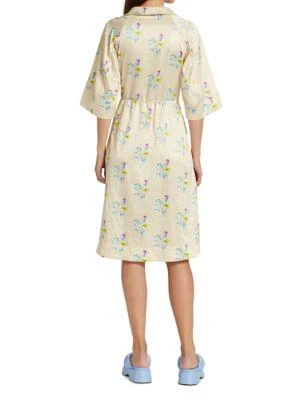 商品Ganni|Floral Crinkled Satin Wrap Dress,价格¥437,第2张图片详细描述