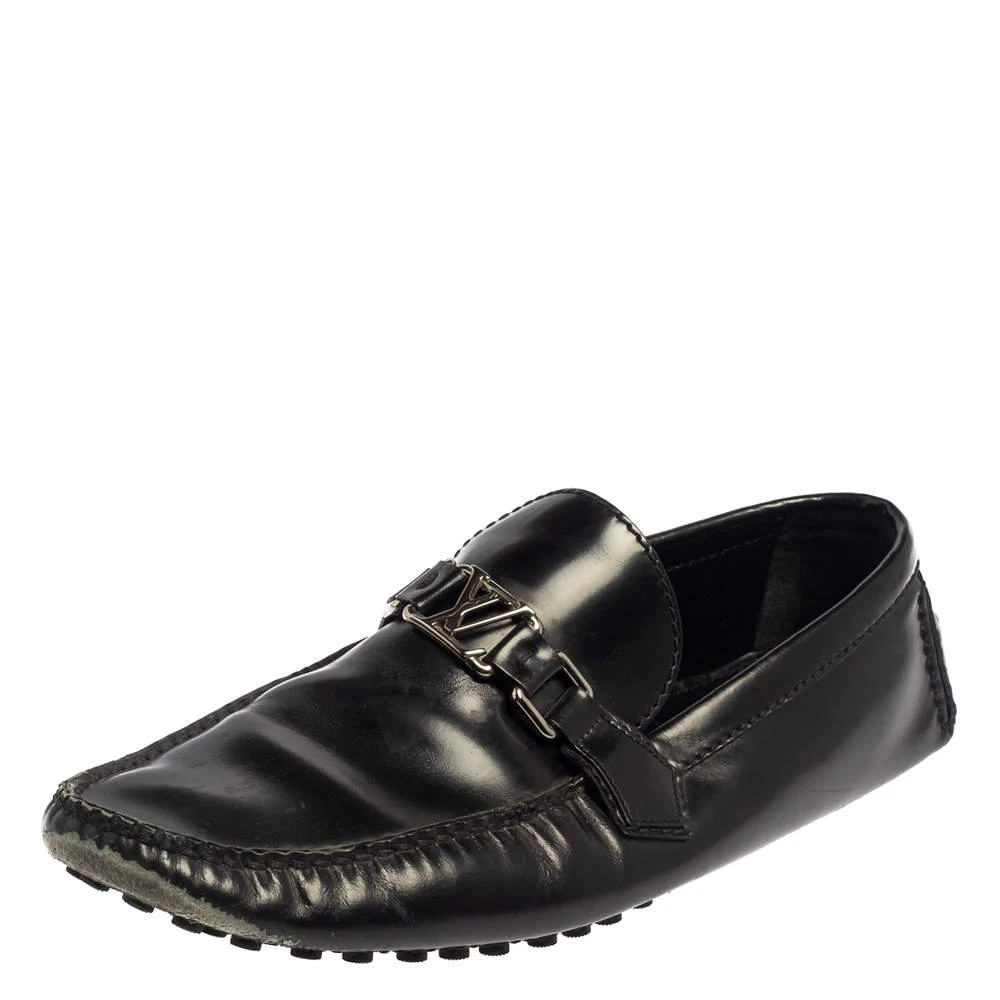 商品[二手商品] Louis Vuitton|Louis Vuitton Black Leather Hockenheim Slip On Loafers Size 43.5,价格¥1572,第1张图片