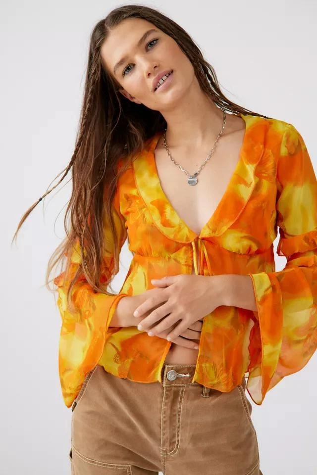 商品Urban Outfitters|UO Janet Split Hem Blouse,价格¥75,第1张图片