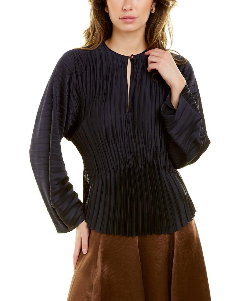 商品Vince|Vince Long Sleeve Pleated V-Neck Blouse,价格¥869,第1张图片