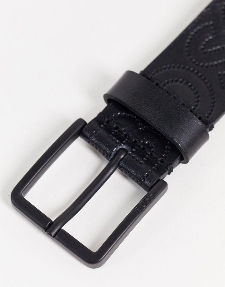BOSS Ther bold logo leather belt in black商品第3张图片规格展示