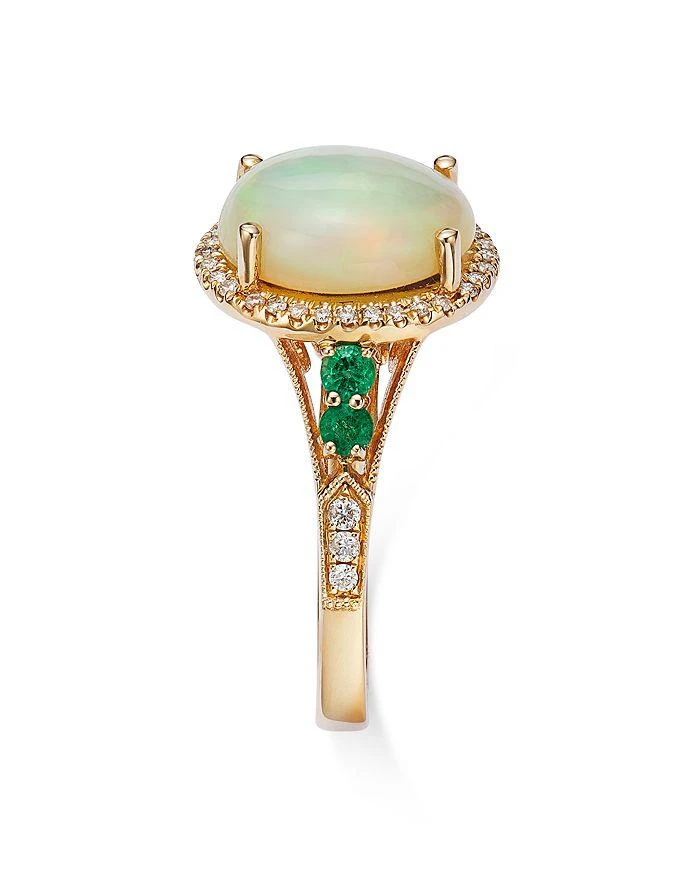 商品Bloomingdale's|Opal, Emerald, & Diamond Halo Ring in 14K Yellow Gold - 100% Exclusive,价格¥21677,第4张图片详细描述