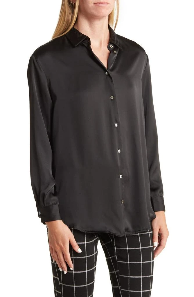 商品Tahari|Long Sleeve Satin Button-Up Blouse,价格¥150,第1张图片