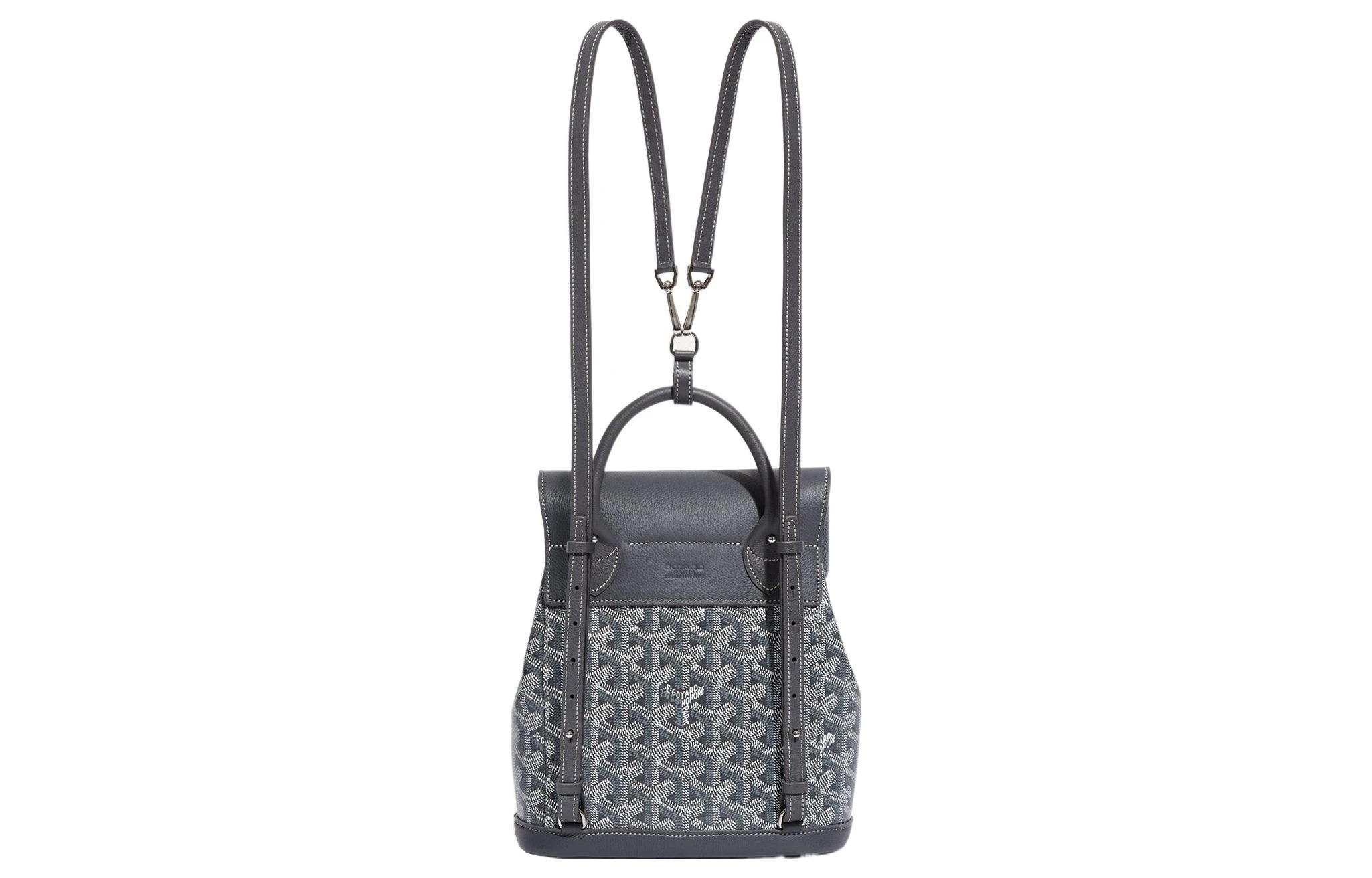 商品[国内直发] Goyard|戈雅 Alpine 老花满印可拆卸可调节肩带帆布拼牛皮背包双肩包 迷你 女款 灰色,价格¥30978,第6张图片详细描述