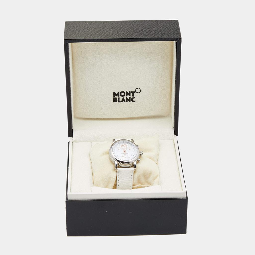 Montblanc White Stainless Steel Leather Mini Star 7039 Women's Wristwatch 32 mm商品第8张图片规格展示