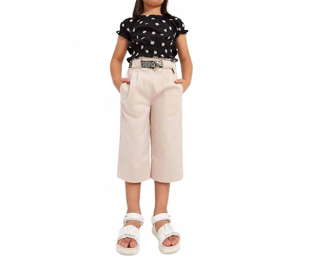 商品Mayoral|Cropped Pants & Belt Set In Almond,价格¥384,第4张图片详细描述
