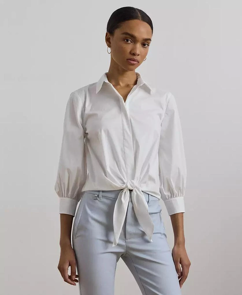 商品Ralph Lauren|Women's Tie-Waist Stretch-Cotton Blend Shirt,价格¥939,第1张图片