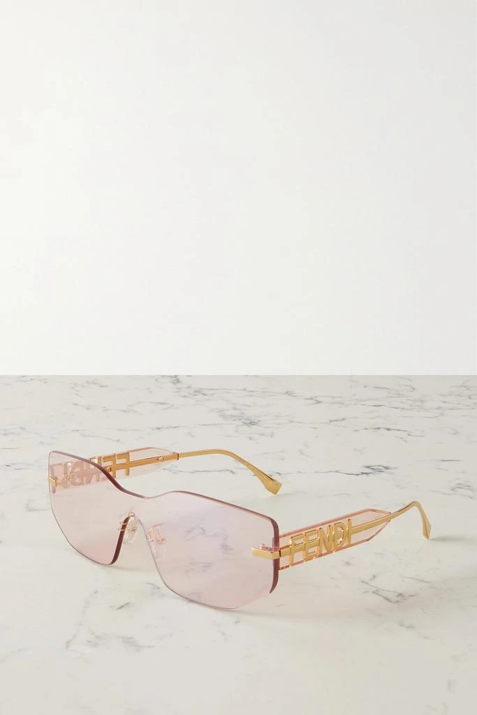 商品Fendi|Fendigraphy 板材金色金属无镜框方形太阳镜,价格¥3797,第1张图片