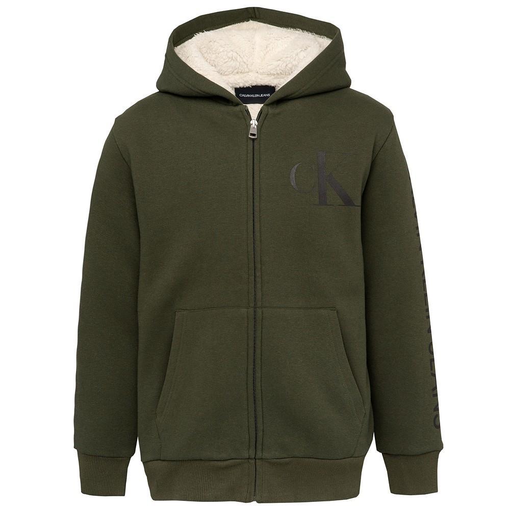 商品Calvin Klein|Big Boys Monogram Duo Sherpa Lined Full Zip Sweatshirt,价格¥321,第1张图片