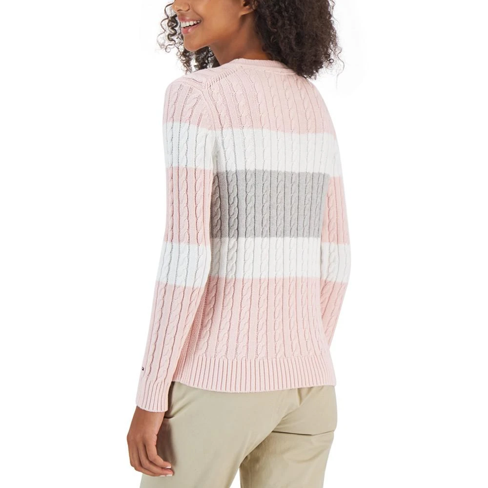 商品Tommy Hilfiger|Women's Flag Logo Colorblocked Cotton Cable-Knit Sweater,价格¥181,第2张图片详细描述